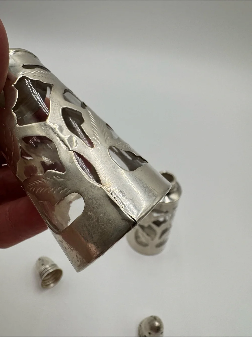 Taxco Sterling Silver 925 Salt and Pepper shakers Marked Taxco 925 Sterling CH